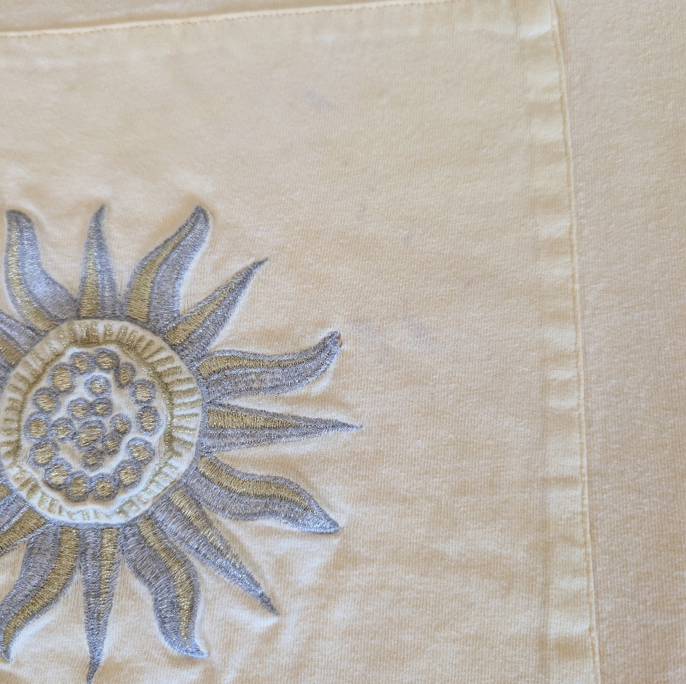 Vintage 90s Embroidered Sun Patch Sunburst Tee Shirt Plus Size 24W 100% Cotton image 5